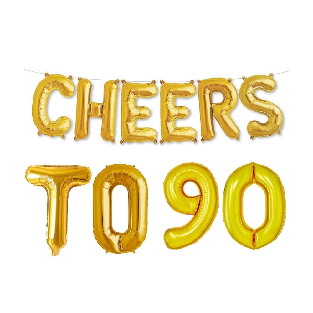 Balloonistics Cheers to Ninety Foil Balloon Combo Number 90 Foil balloon for Birthday and Anniversary thumbnail 1