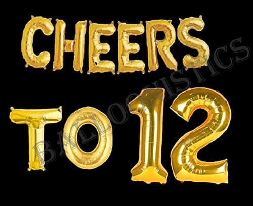 Balloonistics Cheers to Twelve Foil Balloon Combo – “Cheers to 12” & Number 12 Foil Balloon Set for 12th Birthday & Twelfth Anniversary Party Decorations thumbnail 2