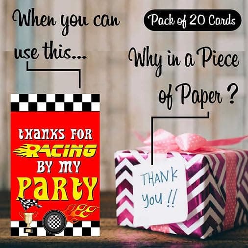 Balloonistics Formula 1 Theme Birthday Thank You Cards Racing Theme Return Gift Notes, Double-Sided Cardstock Party Supply for Kids Birthdays (Thank you Cards - Pack of 20) thumbnail 2
