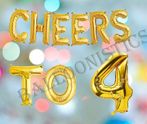 Balloonistics Cheers to Four Foil Balloon Combo – “Cheers to 4” & Number 4 Foil Balloon Set for 4th Birthday & Fourth Anniversary Party Decorations thumbnail 3