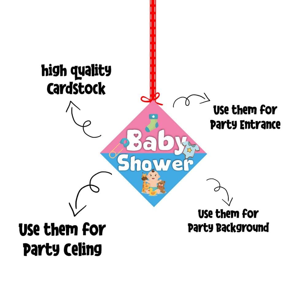 Balloonistics Baby Shower Welcome Banner - Large Cardstock "Welcome" Bunting with Elegant Pastel & Gold Accents - for Boys & Girls, Nursery Theme Entrance Decorations (Hangings - Pack of 12) thumbnail 6