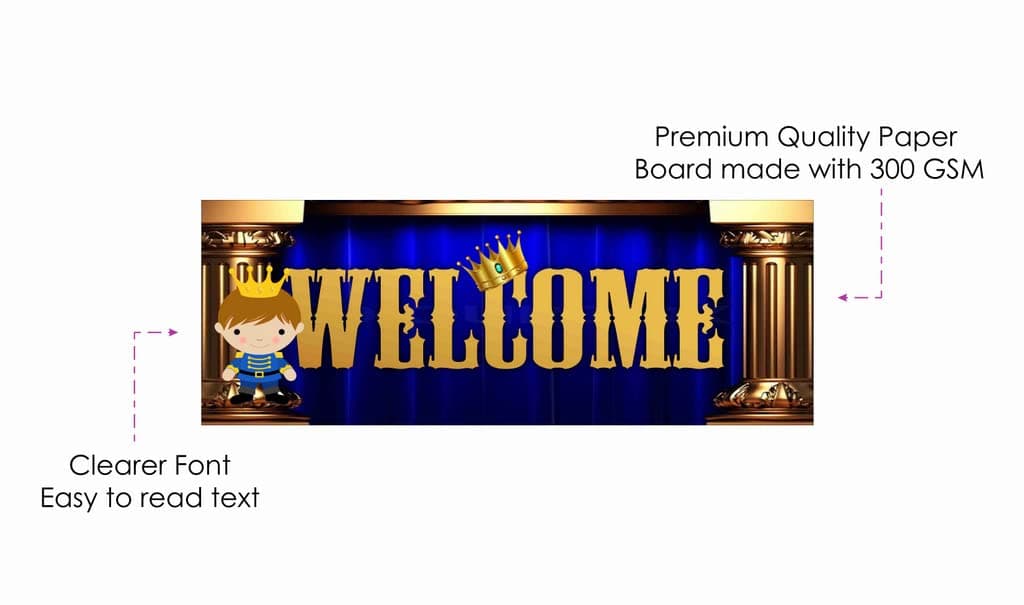 Balloonistics Prince Theme Welcome Board 2.3 Feet Welcome Sign for Indoor & Outdoor Premium Cardstock Poster for Boys, Kids Party Supplies (Welcome Outdoor Board) thumbnail 6