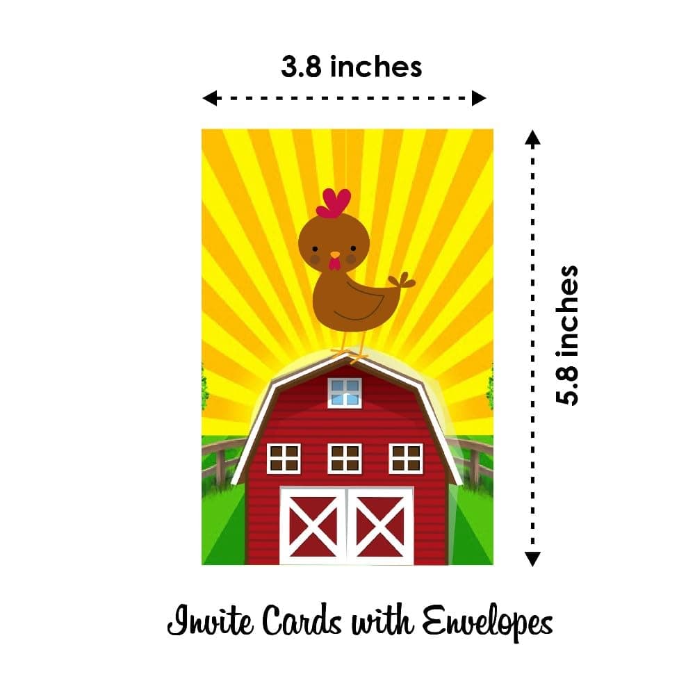 Balloonistics Farm Theme Birthday Invitation Cards with Envelopes - Pack of 10 Barnyard Party Invites - Premium Cardstock Double-Sided "Join the Herd" Invitations, Rustic Red Tractor & Cow Birthday Supplies (Invite Cards - Pack of 10) thumbnail 6