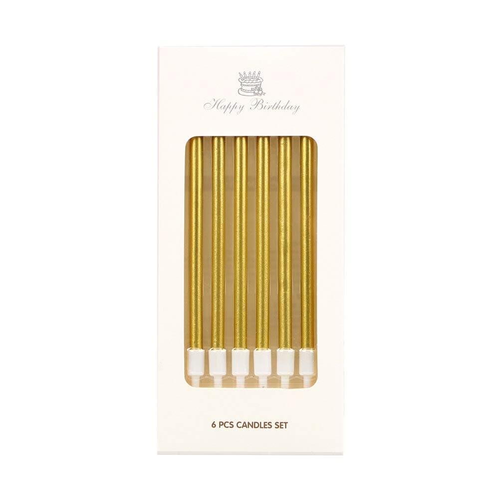 Balloonistics Gold Long Stick Metallic Cake Candles – Sparkly Gold Slim Pencil Candles for Birthday, Wedding, Anniversary & Celebration Cake Decoration (Gold, Pack of 6) thumbnail 6