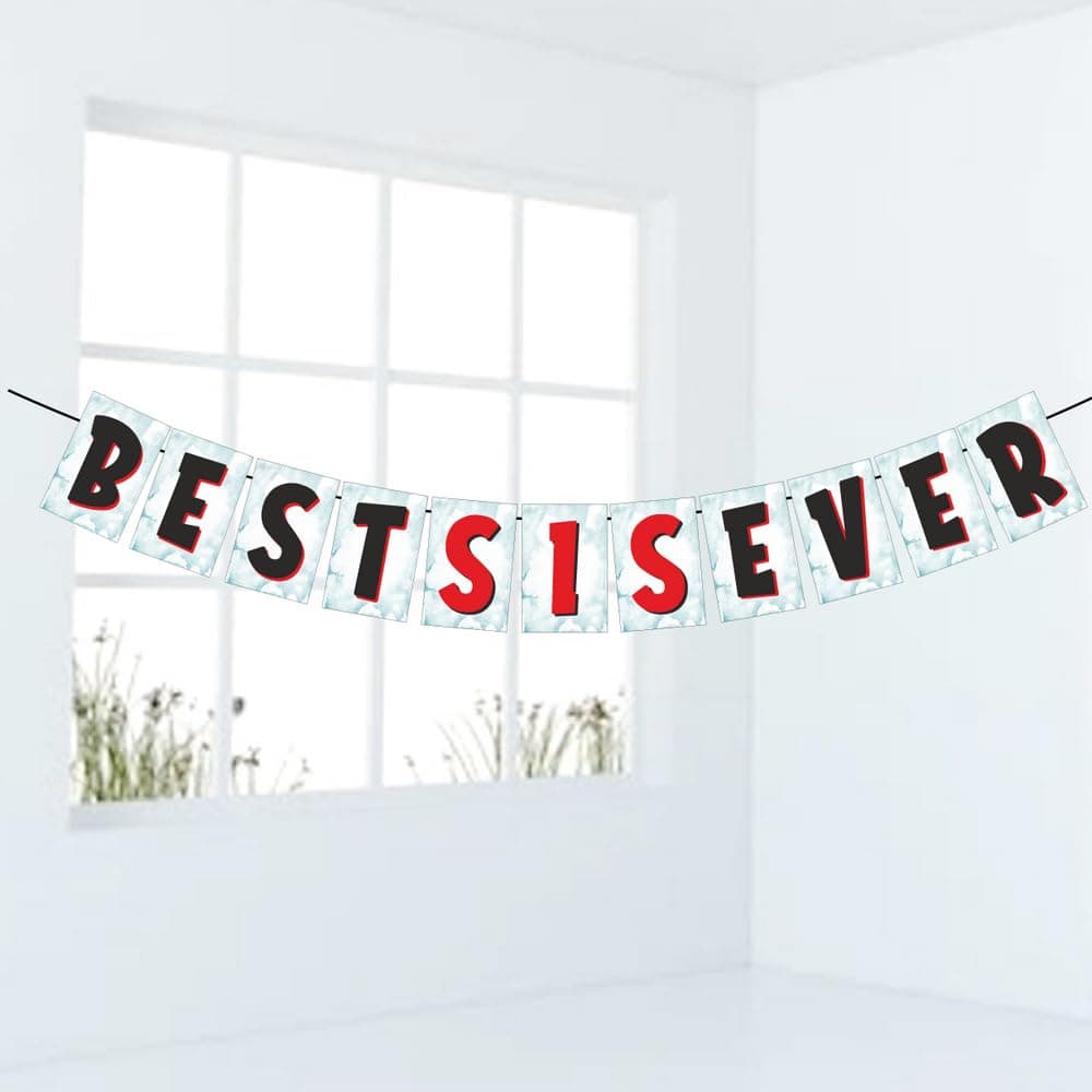 Balloonistics Best Sis Ever Banner – Premium Cardstock Bunting for Sister's Birthday & Sister Appreciation Party Decoration thumbnail 1