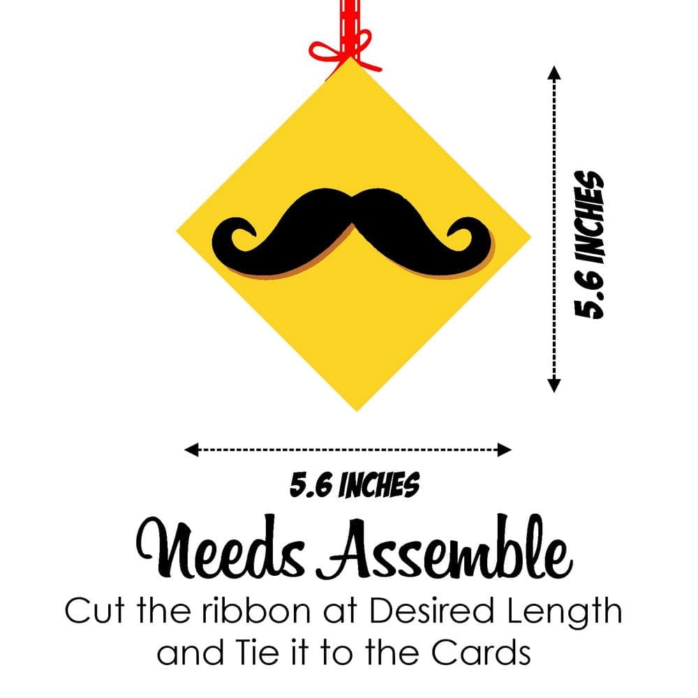 Balloonistics Mustache Happy Birthday Hanging Decorations (Pack of 12) - Double-Sided Cardstock "Little Man" Birthday Bunting - Dapper Mustache & Bowtie Room Decor with Ribbons for Boys & Men’s Parties (Hangings - Pack of 12) thumbnail 7