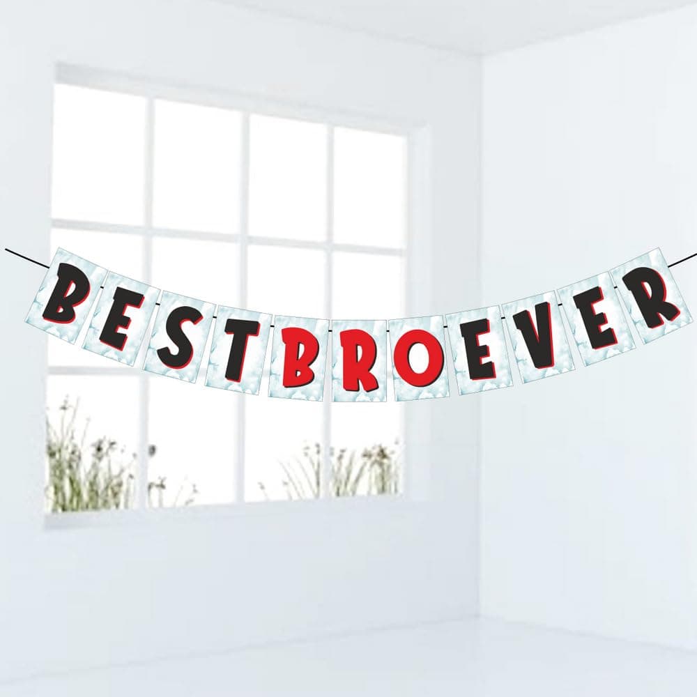 Balloonistics Best Bro Ever Banner – Premium Cardstock Bunting for Brother's Birthday & Brother Appreciation Party Decoration thumbnail 1
