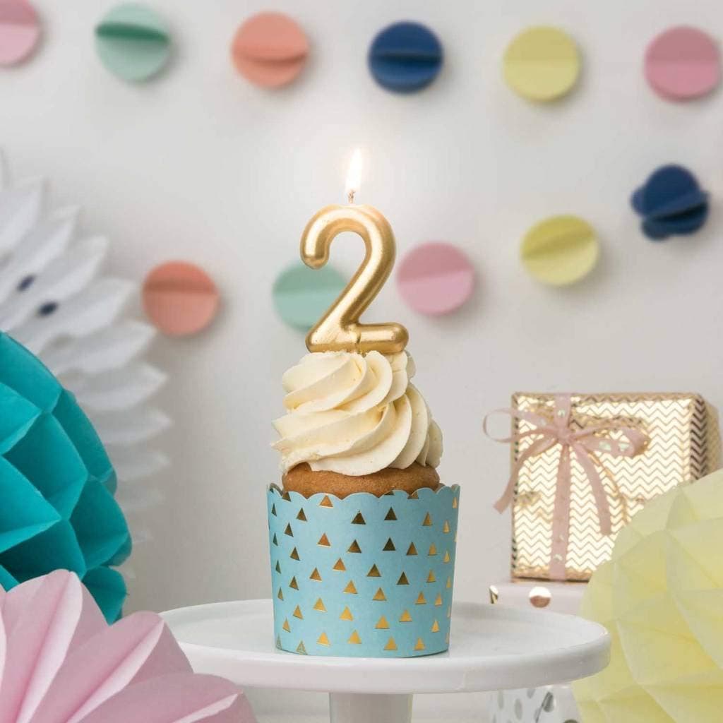 Balloonistics Gold Number 2 Birthday Candle – Metallic Gold Two Numeral Cake Candle for 2nd Birthday, 2nd Anniversary & Custom Age Celebration thumbnail 2