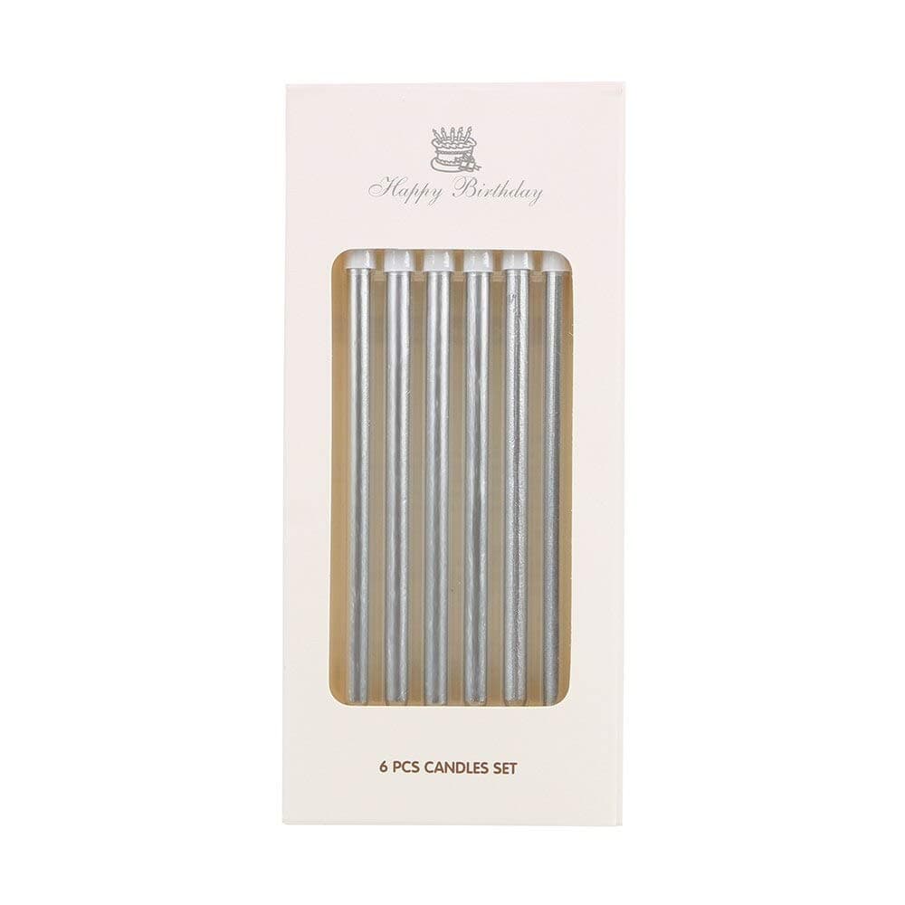 Balloonistics Silver Long Stick Metallic Cake Candles – Sparkly Silver Candles for Birthday, Wedding & Celebration Cake Decoration (Silver, Pack of 6) thumbnail 4