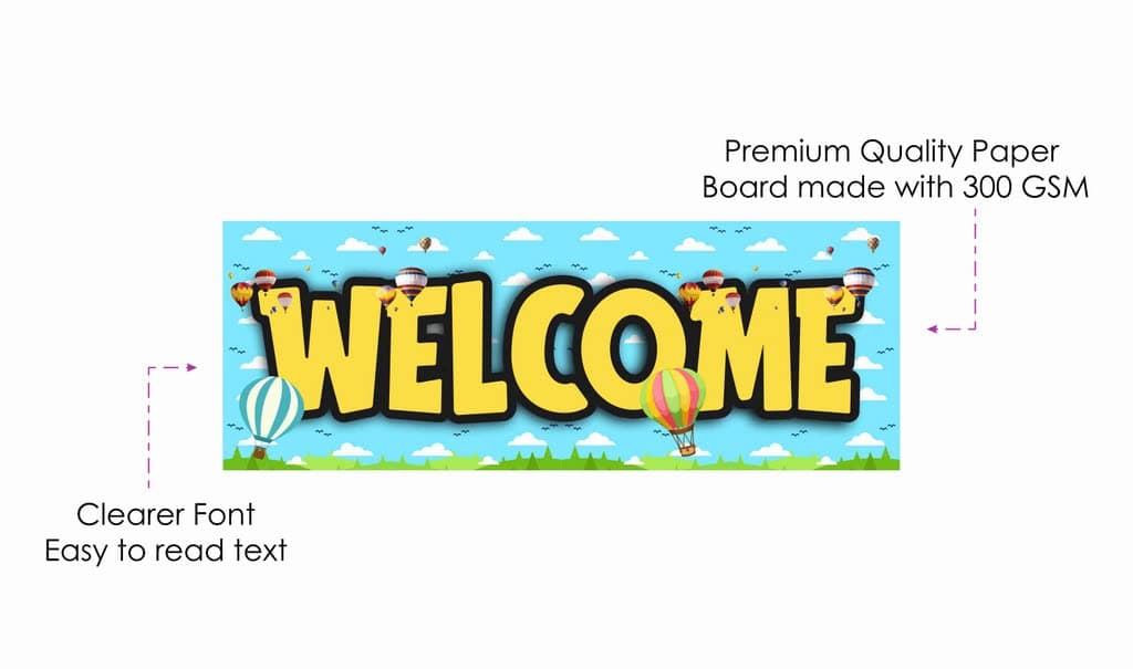 Balloonistics Hot Air Balloon Theme Welcome Board - 2.3 Ft Large "Adventure Awaits" Entryway Sign - Premium Cardstock Pastel Sky & Clouds Birthday Decoration with Ribbons, Whimsical Party Backdrop (Welcome Outdoor Board) thumbnail 6