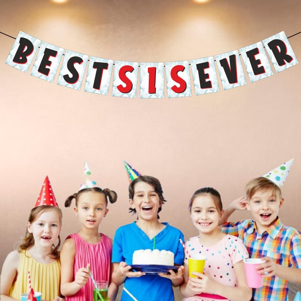 Balloonistics Best Sis Ever Banner – Premium Cardstock Bunting for Sister's Birthday & Sister Appreciation Party Decoration thumbnail 3