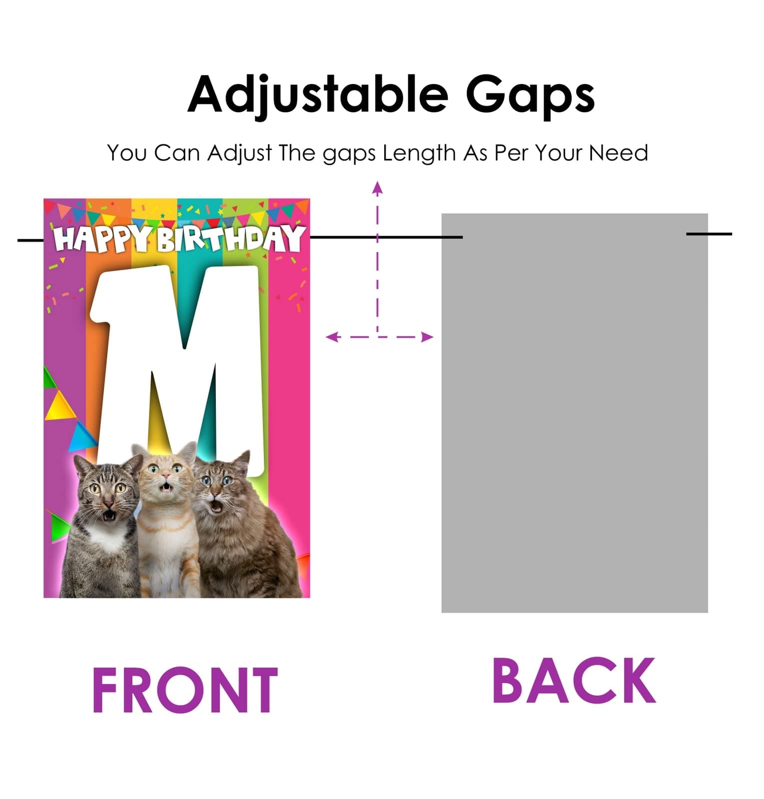 Balloonistics Meow Meow Cat Party Birthday Banner - Purr-fect Kitty Cardstock Bunting for Kids & Cat Lovers - Kitten Party Decorations, Paw-ty Time Backdrop thumbnail 3