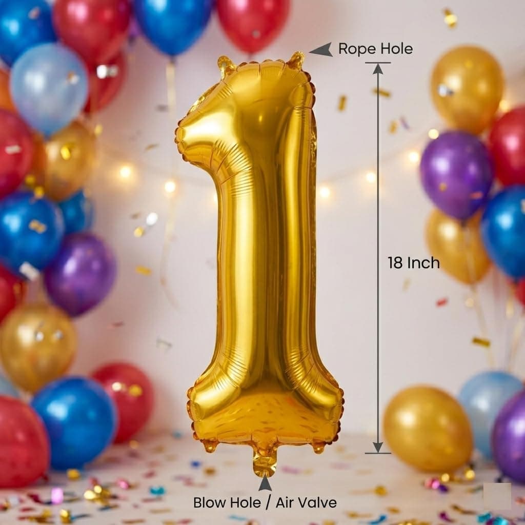 Partycat 16-Inch Gold Foil Number Balloons Full 0-9 Set - Complete Digit Collection for Birthdays, Anniversaries, Milestones, Photo Backdrops & Party Decorations thumbnail 3