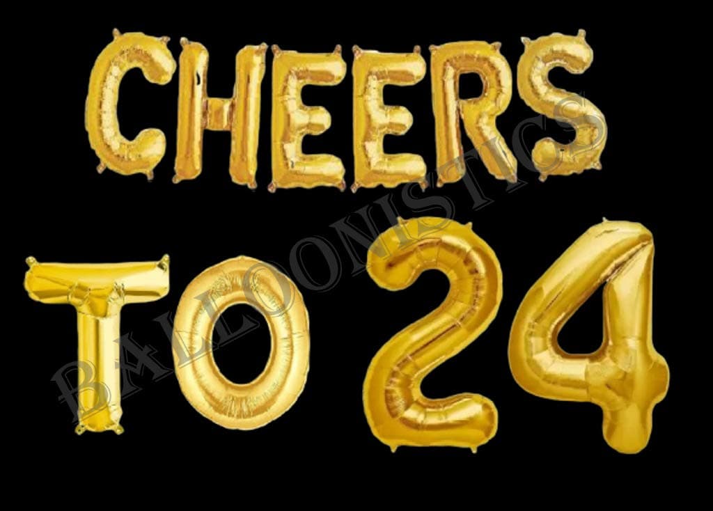 Balloonistics Cheers to Twenty Four Foil Balloon Combo – “Cheers to 24” & Number 24 Foil Balloon Set for 24th Birthday & Anniversary Party Decorations thumbnail 2