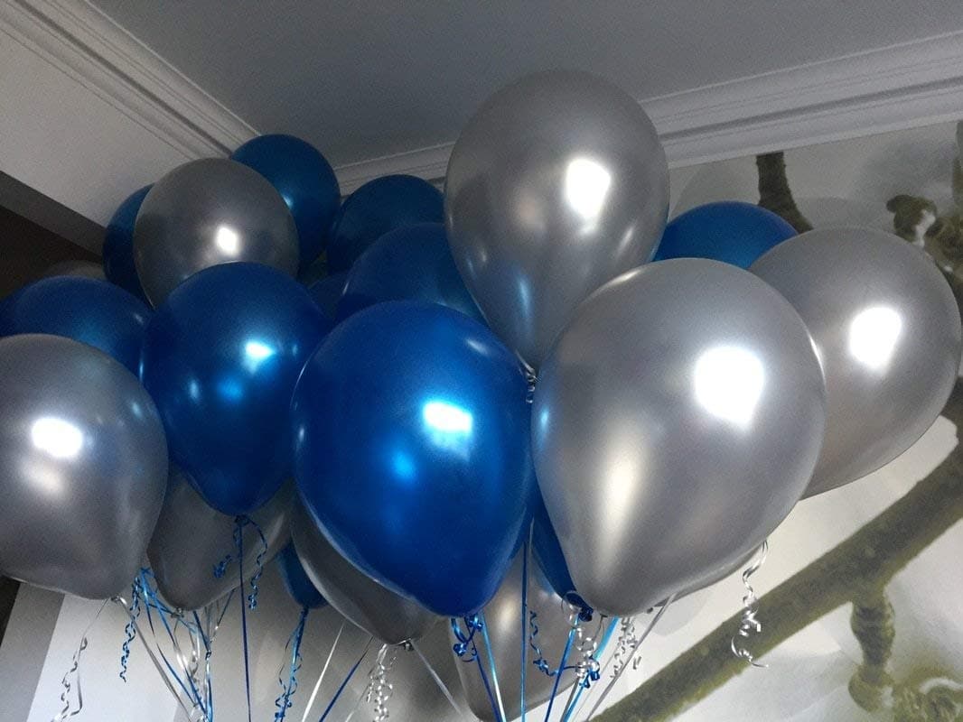 Balloonistics Metallic HD Shiny Toy Balloons – Icy Blue & Silver Winter Theme for Decoration and Party (Pack of 50) thumbnail 2