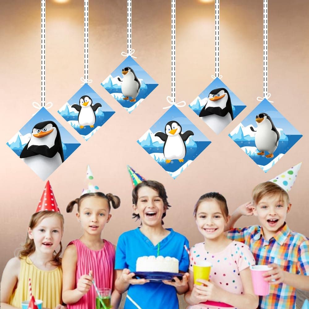 Balloonistics Penguin Happy Birthday Hanging Swirls - Pack of 12 Double-Sided Cardstock Streamers - Cute Winter Theme 1st Birthday Decorations, Arctic Party Ceiling Decor, "Coolest Party" Hangers (Hangings - Pack of 12) thumbnail 4
