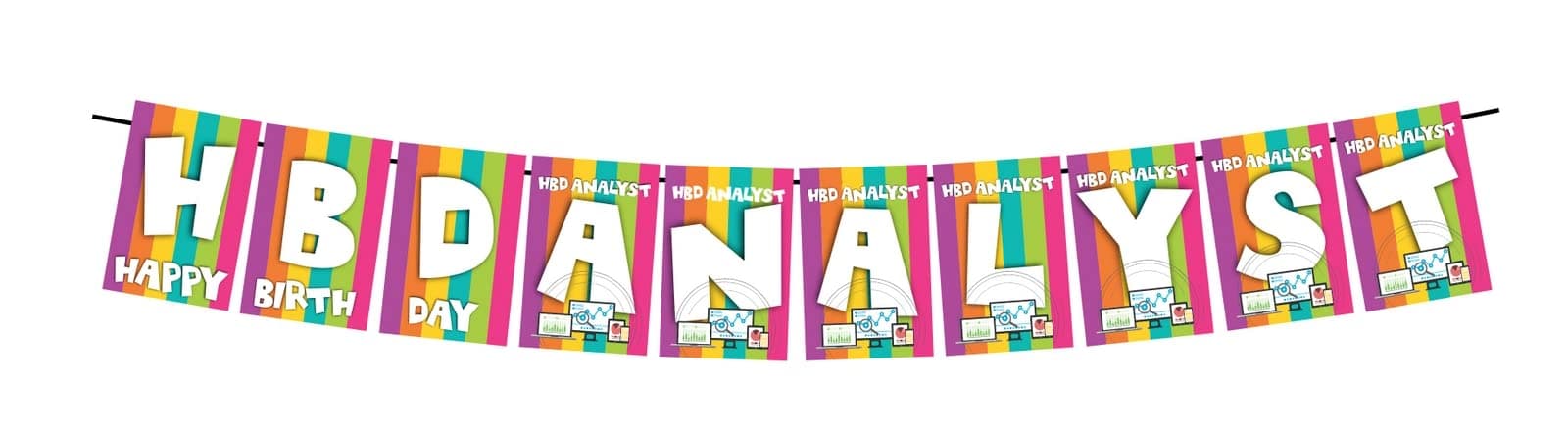 Balloonistics Data Analyst Happy Birthday Banner - "Querying The Best Year Yet" Cardstock Bunting - SQL, Spreadsheet & Tech Theme Party Decorations, "Insights & Cake" Backdrop thumbnail 1