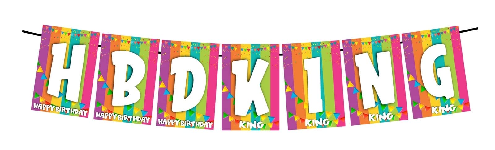 Balloonistics HBD King Happy Birthday Banner - Vibrant Rainbow & Bunting Cardstock Bunting - Royal Theme, Men’s & Boys’ Birthday Party Decorations, "Happy Birthday King" Backdrop thumbnail 1