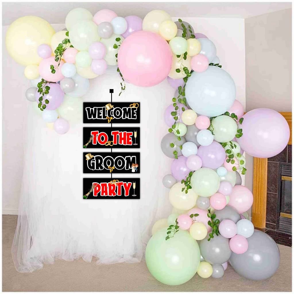 Balloonistics Groom to Be Welcome Board - 2.3 Ft Large Bachelor Party Entryway Sign - Premium Cardstock Tuxedo & Dapper Theme Outdoor Decoration with Ribbons, Engagement & Wedding Celebration Backdrop (Welcome Outdoor Board) thumbnail 4