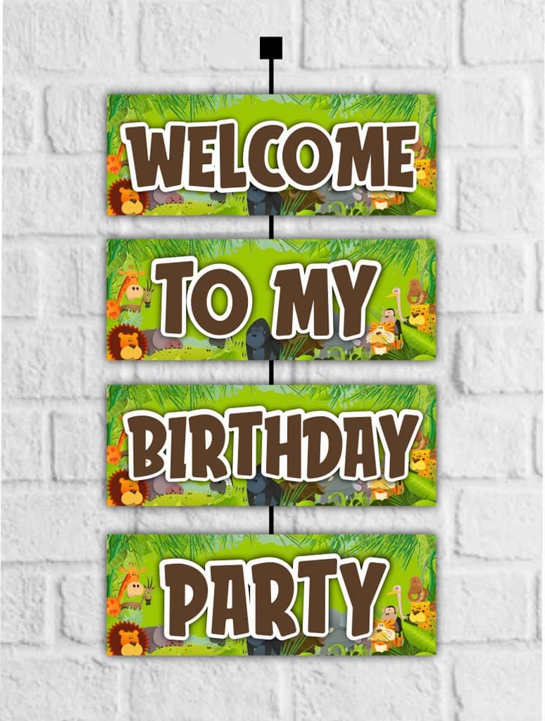 Balloonistics Jungle Animals Welcome Board - 2.3 Feet Cardstock Vertical Hanging Decorations for Indoor & Outdoor Zoo Birthday Backdrop (Welcome Outdoor Board) thumbnail 1