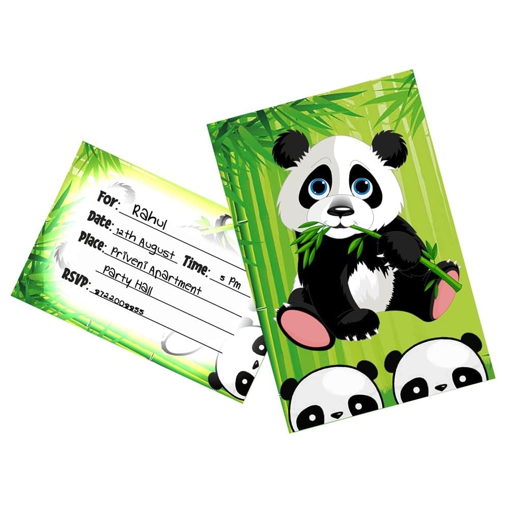 Panda Theme Birthday Invitation Cards - Pack of 10 - Double-Sided Premium Cardstock Invites for Kids - Cute Panda Bear & Bamboo Jungle Party Stationery for Boys & Girls (Invite Cards - Pack of 10) thumbnail 1
