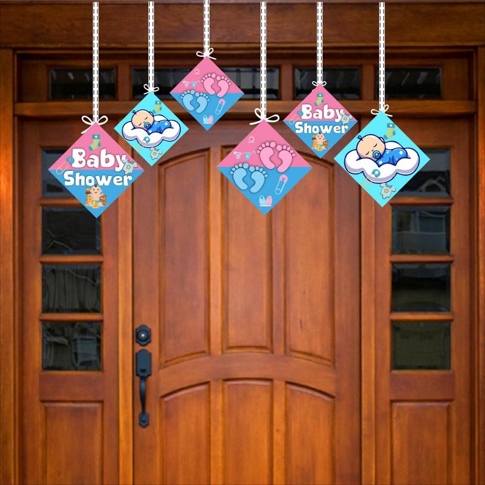 Balloonistics Baby Shower Welcome Banner - Large Cardstock "Welcome" Bunting with Elegant Pastel & Gold Accents - for Boys & Girls, Nursery Theme Entrance Decorations (Hangings - Pack of 12) thumbnail 3