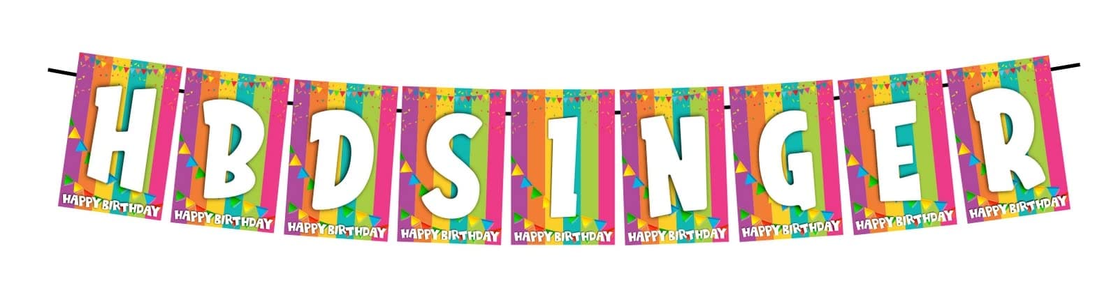 Balloonistics HBD Singer Happy Birthday Banner - Vibrant Rainbow & Bunting Cardstock Bunting - Vocalist, Karaoke & Music Theme Decorations, "Happy Birthday Singer" Backdrop thumbnail 1