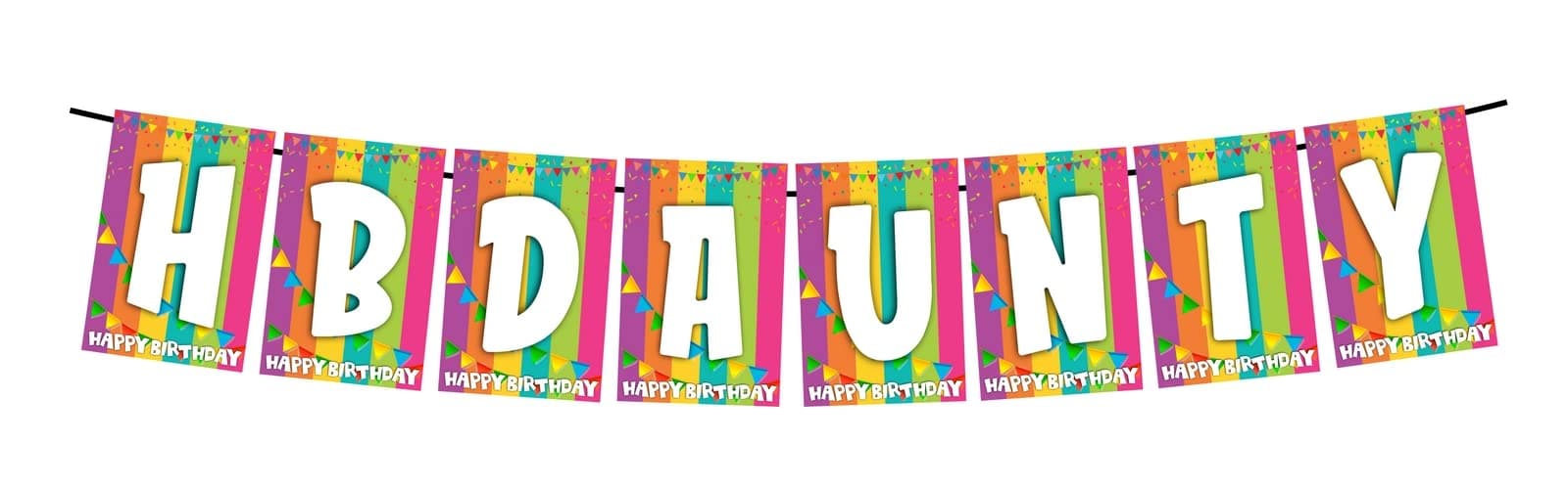 Balloonistics Happy Birthday Aunty Banner - Elegant Cardstock Bunting - Sophisticated Aunt Birthday Party Decorations, "Best Aunty" Celebration Backdrop thumbnail 1