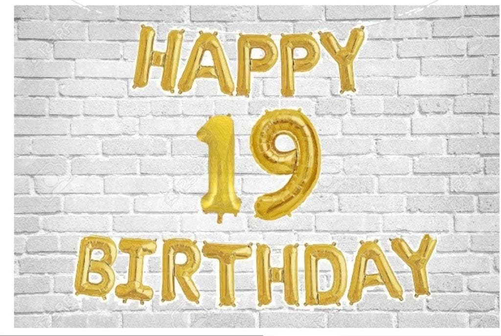 Balloonistics Happy Birthday Letter Golden Foil Balloons and Number Golden Foil Balloon for Party Decoration (Number 19) thumbnail 1