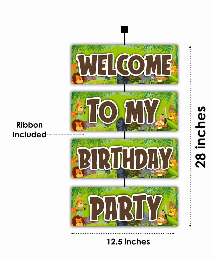 Balloonistics Jungle Animals Welcome Board - 2.3 Feet Cardstock Vertical Hanging Decorations for Indoor & Outdoor Zoo Birthday Backdrop (Welcome Outdoor Board) thumbnail 2