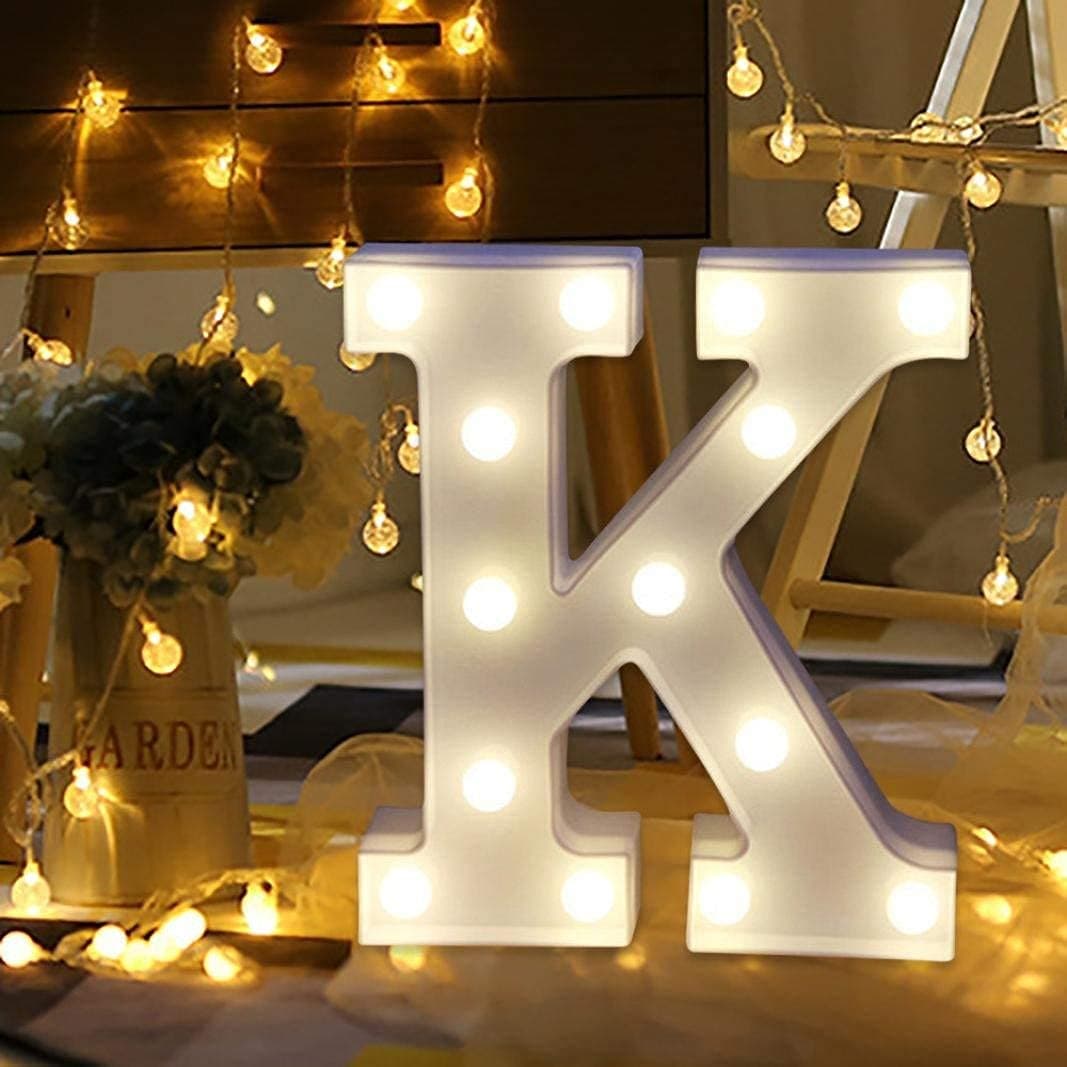 Balloonistics LED Marquee Letter 'K' Light | 9-Inch Warm White Glow | Cordless Battery-Operated Standing Alphabet Sign for Birthdays, Weddings, Nurseries & Personalised Home Décor thumbnail 1
