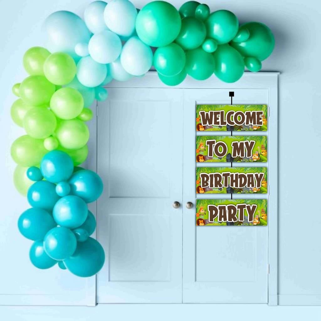 Balloonistics Jungle Animals Welcome Board - 2.3 Feet Cardstock Vertical Hanging Decorations for Indoor & Outdoor Zoo Birthday Backdrop (Welcome Outdoor Board) thumbnail 3