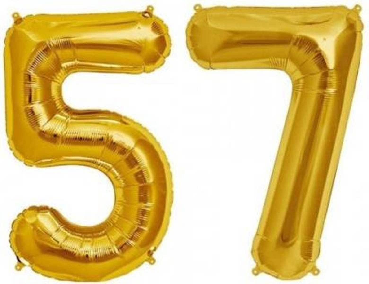 Balloonistics Gold Foil Number 57 Balloon – 16 Inch Golden Foil Number for Custom Age, Year & Phrase Party Decoration (Number 57) thumbnail 1