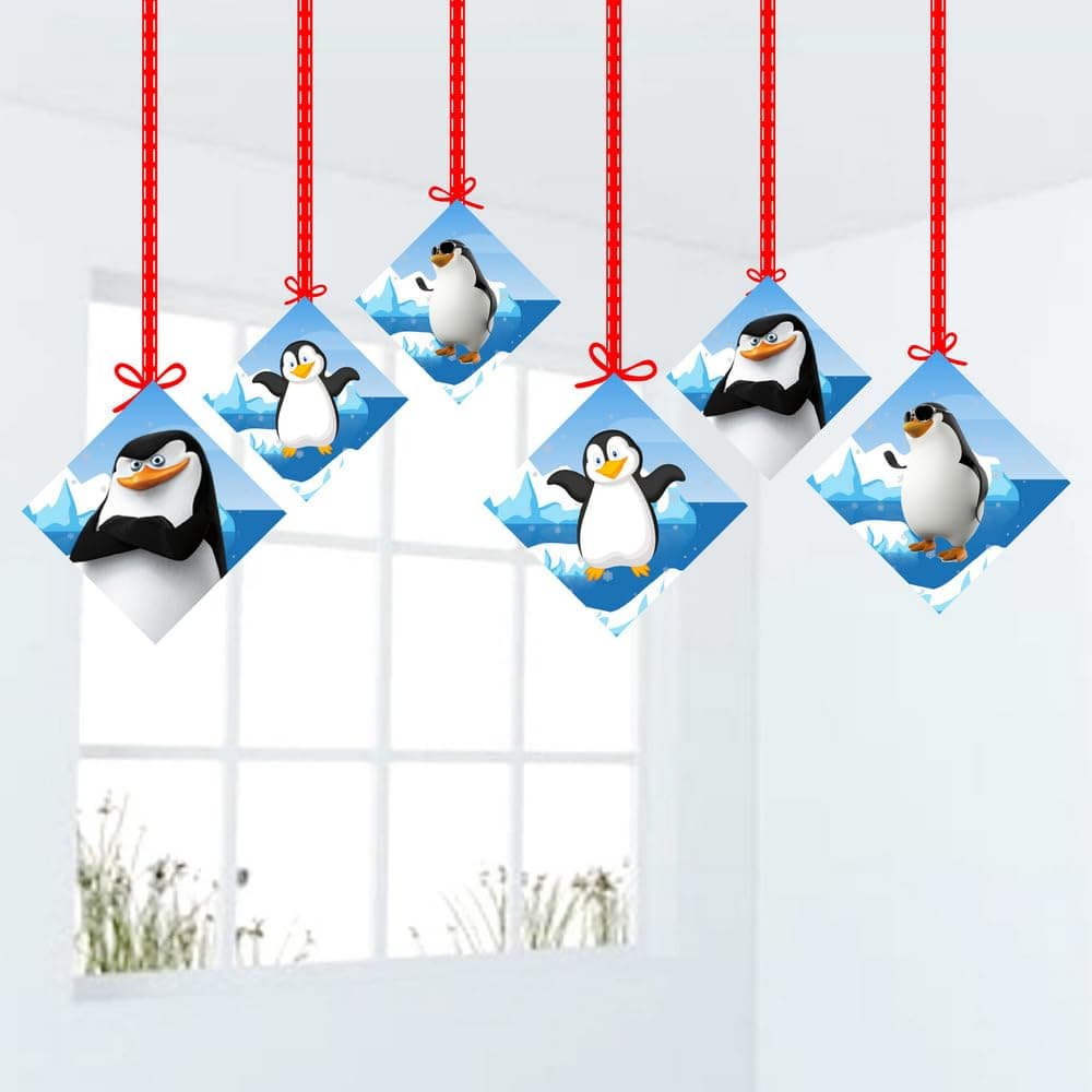 Balloonistics Penguin Happy Birthday Hanging Swirls - Pack of 12 Double-Sided Cardstock Streamers - Cute Winter Theme 1st Birthday Decorations, Arctic Party Ceiling Decor, "Coolest Party" Hangers (Hangings - Pack of 12) thumbnail 1