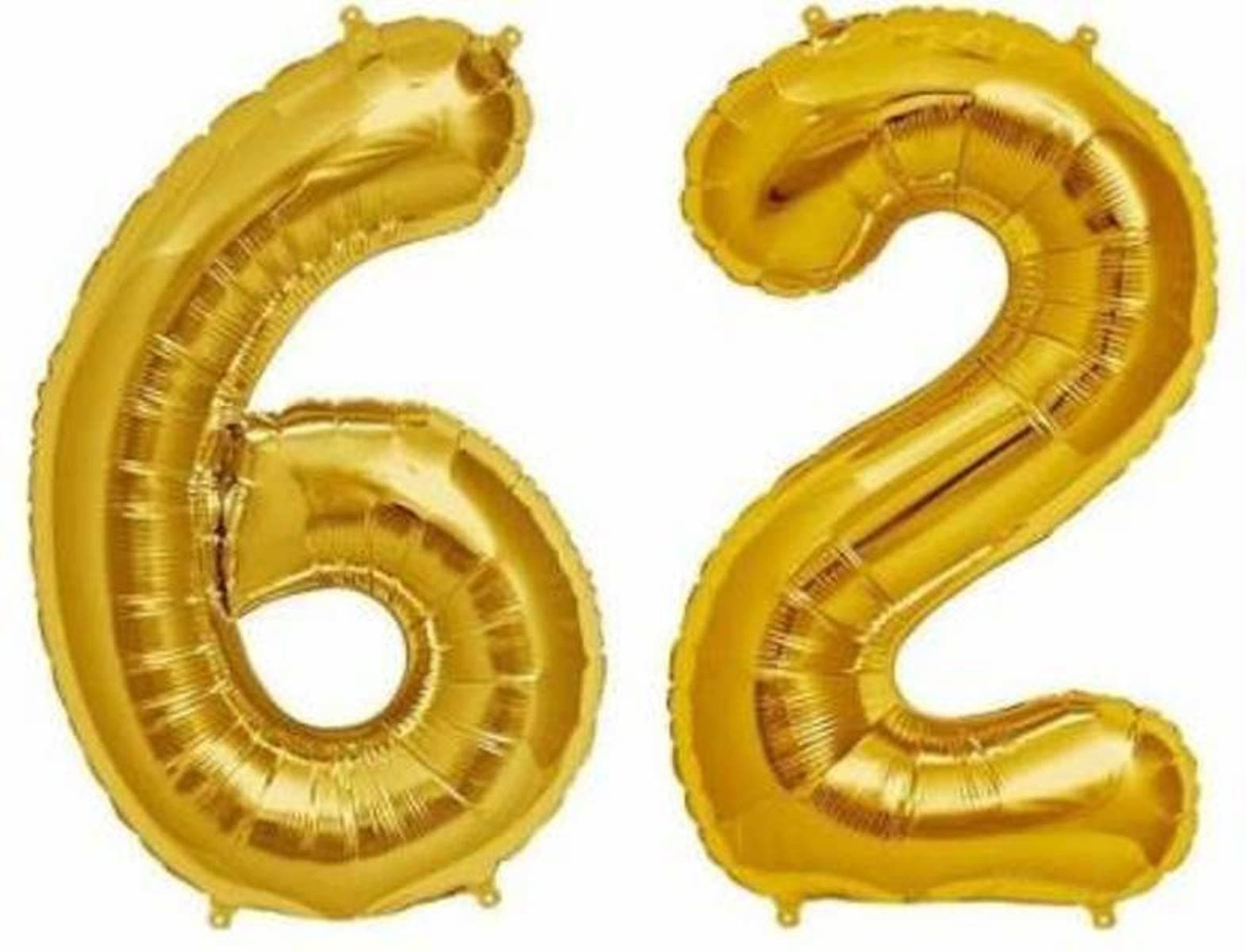 Balloonistics Gold Foil Number 62 Balloon – 16 Inch Golden Foil Number for Custom Age, Year & Phrase Party Decoration (Number 62) thumbnail 1
