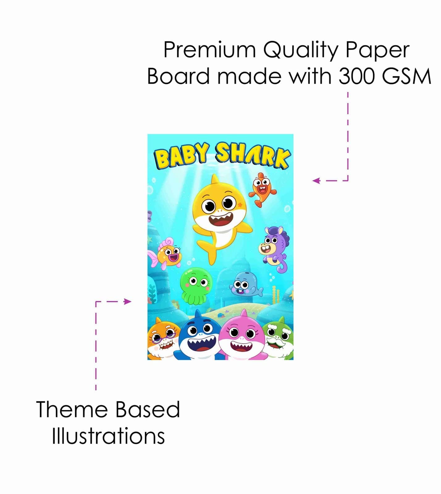 Balloonistics Little Shark Theme Birthday Invitation Cards Premium Double-Sided Cardstock Invite Party Supplies for Kids Birthday (Invite Cards - Pack of 10) thumbnail 3