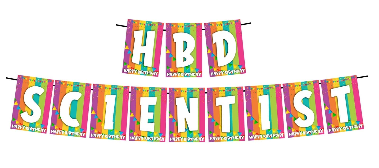 Balloonistics HBD Scientist Happy Birthday Banner - STEM & Lab Theme Rainbow Cardstock Bunting - Physics, Chemistry & Science Party Decorations, "Discover the Best Birthday" Backdrop thumbnail 1