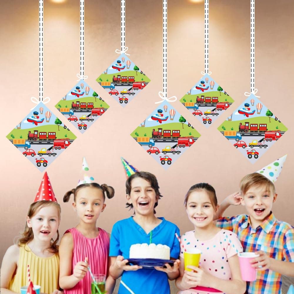 Balloonistics Transport Theme Hanging Decorations Double-Sided Premium Cardstock Vehicle & Transportation Birthday Party Ceiling Decor (Hangings - Pack of 12) thumbnail 4
