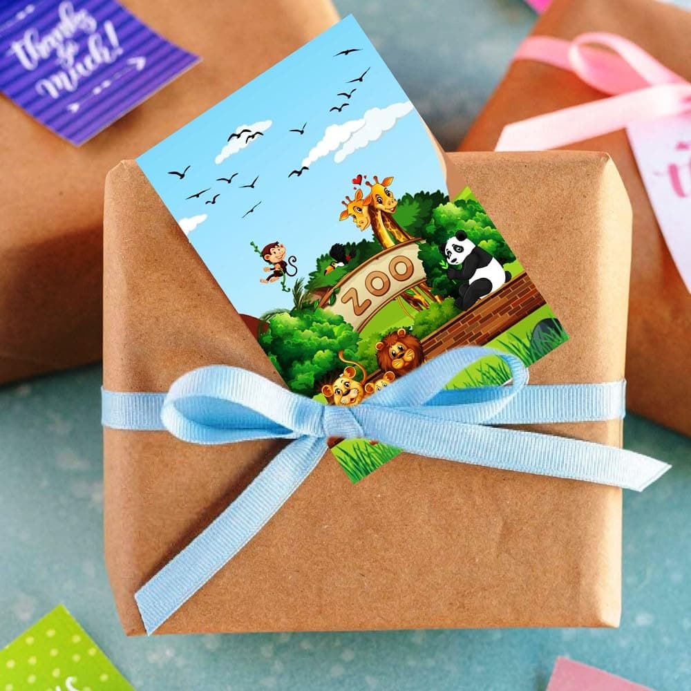 Balloonistics Zoo Theme Birthday Invitations - Pack of 10 Premium Matte Fill-In Cards - Lion, Giraffe & Zebra Jungle Safari Party Invites (Invite Cards - Pack of 10) thumbnail 3