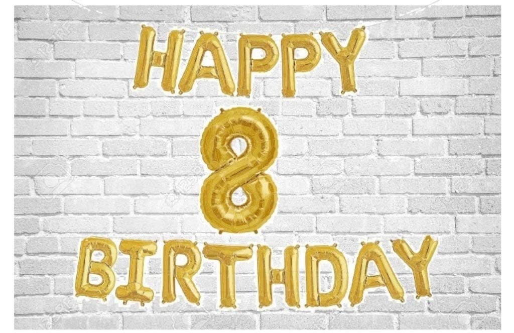 Balloonistics Happy Birthday Letter Golden Foil Balloons and Number Golden Foil Balloon for Party Decoration (Number 8) thumbnail 1