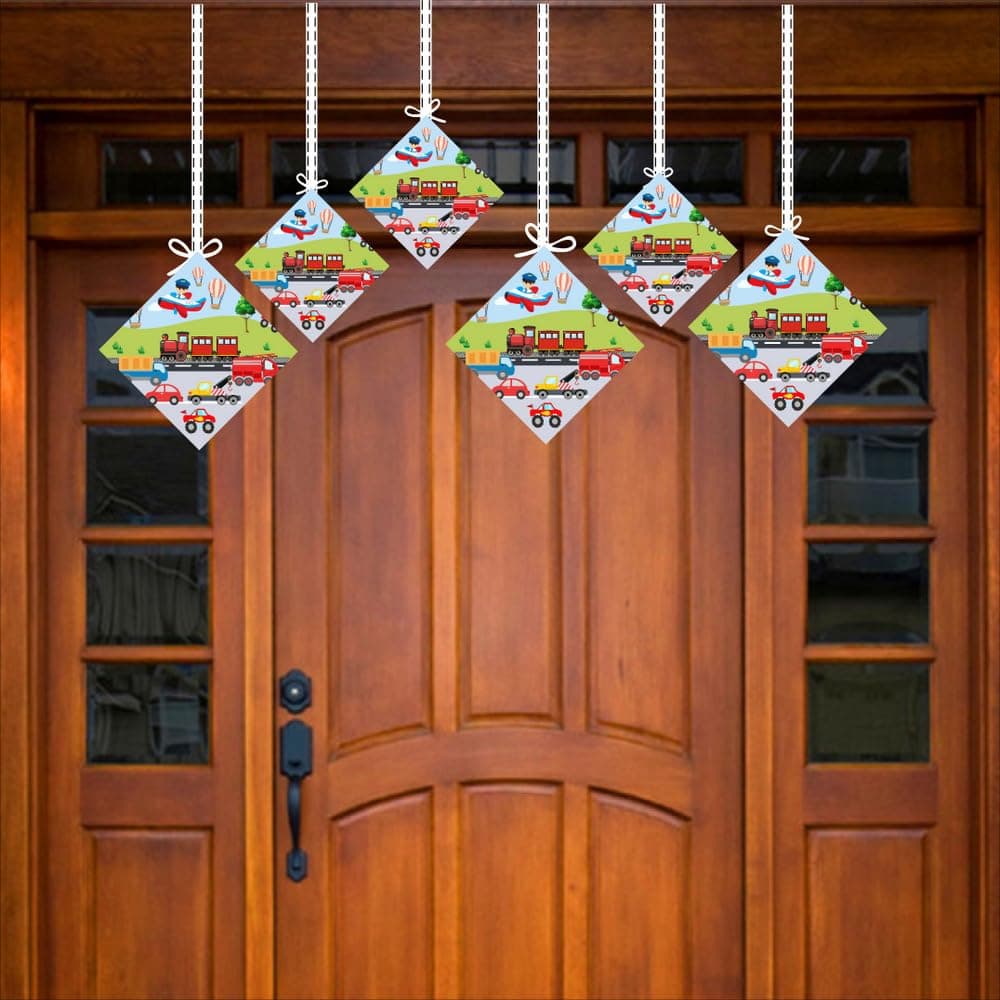 Balloonistics Transport Theme Hanging Decorations Double-Sided Premium Cardstock Vehicle & Transportation Birthday Party Ceiling Decor (Hangings - Pack of 12) thumbnail 3