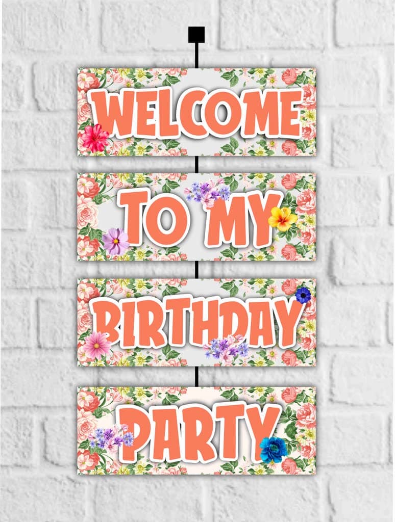 Balloonistics Floral Theme Welcome Board (2.3 Feet) - Elegant Botanical Flower Greeting Sign for Birthdays, Garden Parties & Tea Parties - Large Cardstock Entrance Decor with Ribbons for Indoor & Outdoor Use (Welcome Outdoor Board) thumbnail 1