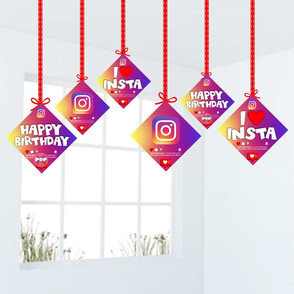 Balloonistics Insta Queen Theme Birthday Hanging Decorations - Pack of 12 Double-Sided Cardstock Ceiling Swirls & Wall Hangings - Social Media & Influencer Style Party Decor for Girls & Teens (Hangings - Pack of 12) thumbnail 1