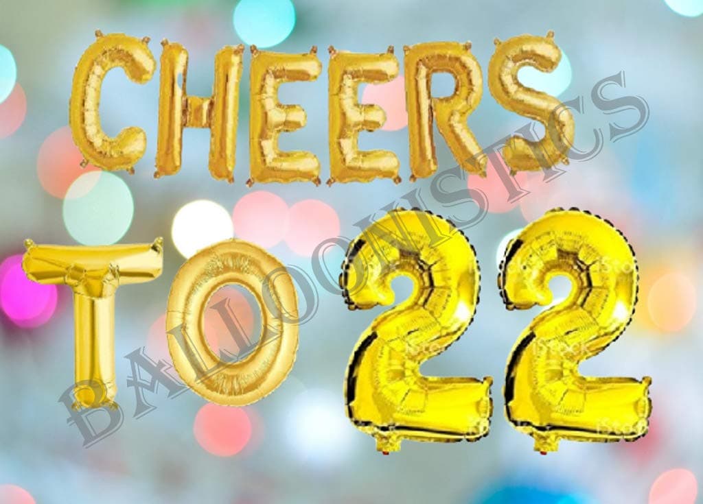 Balloonistics Cheers to Twenty Two Foil Balloon Combo – “Cheers to 22” & Number 22 Foil Balloon Set for 22nd Birthday & Anniversary Party Decorations thumbnail 3