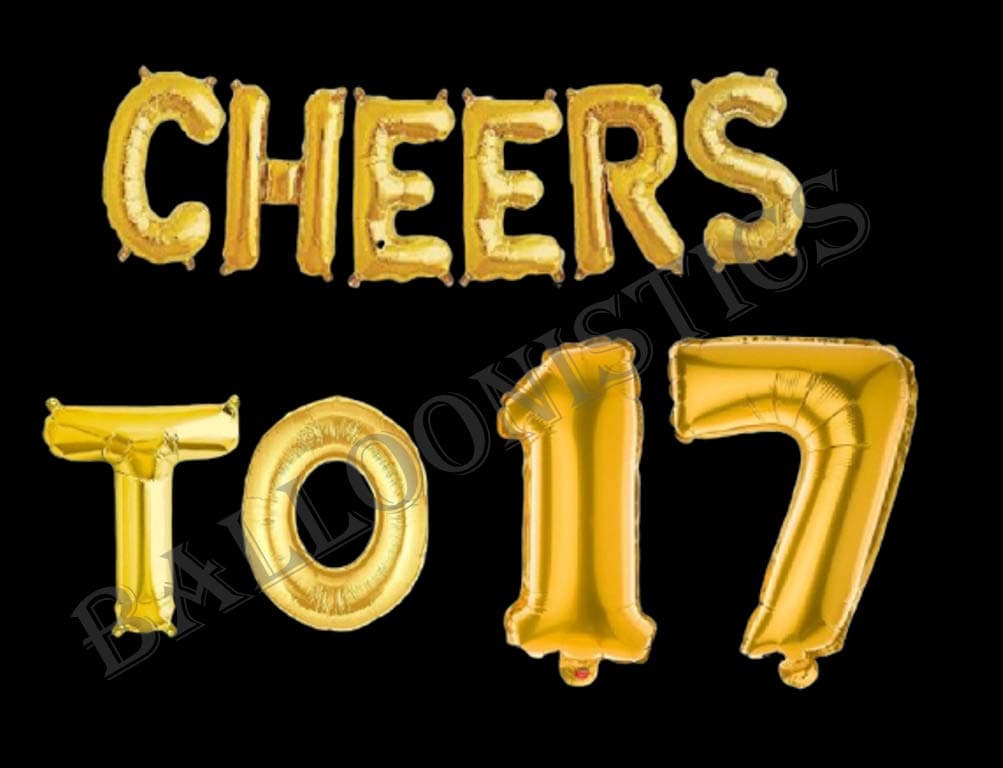 Balloonistics Cheers to Seventeen Foil Balloon Combo – Number 17 Birthday & Anniversary Celebration Balloon Set thumbnail 2