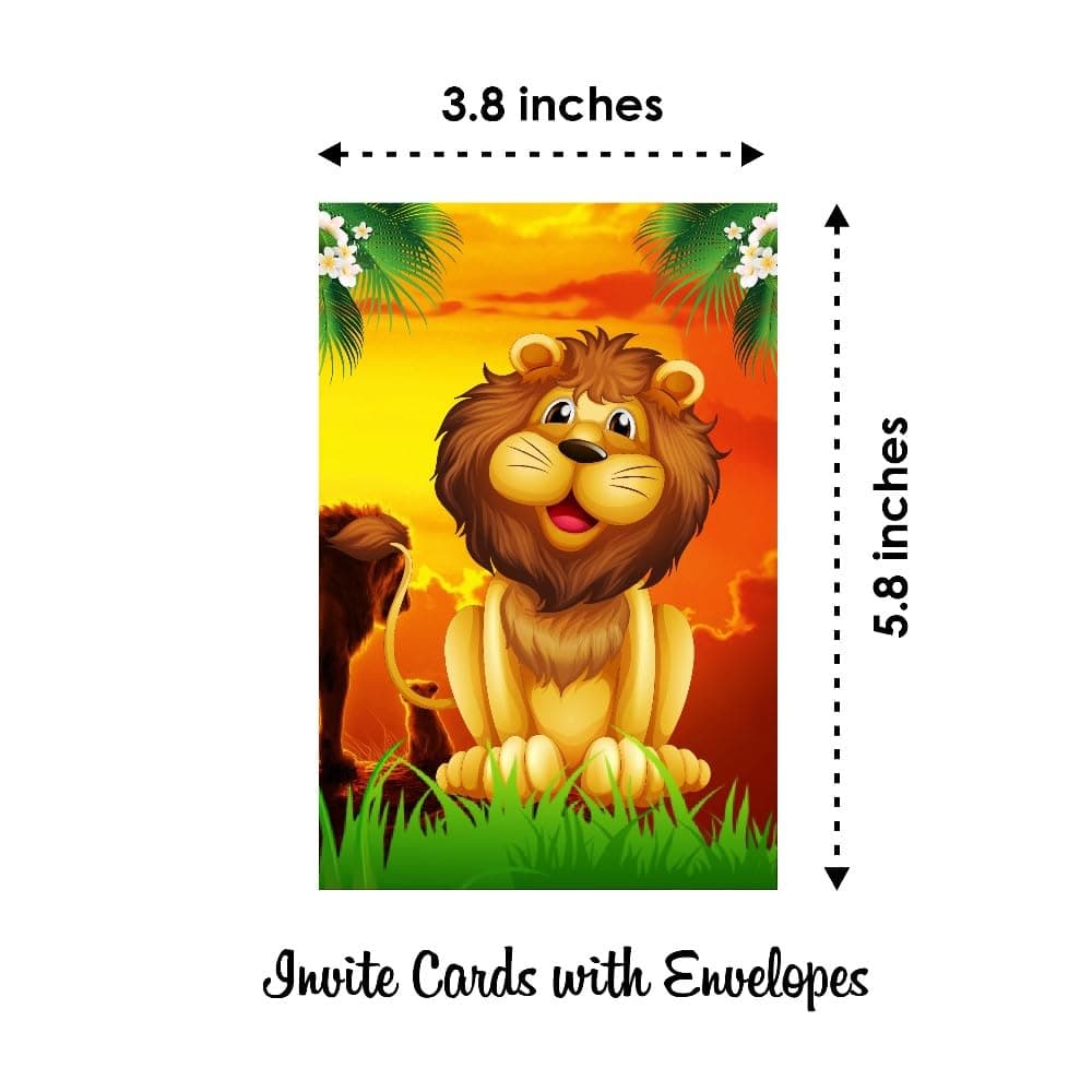 Balloonistics Lion Theme Birthday Invitation Cards - Pack of 20 Roaring Jungle Safari Party Invites - Premium Cardstock "King of the Jungle" Fill-in Invitations, Wild One & Zoo Theme Birthday Supplies (Invite Cards - Pack of 10) thumbnail 6