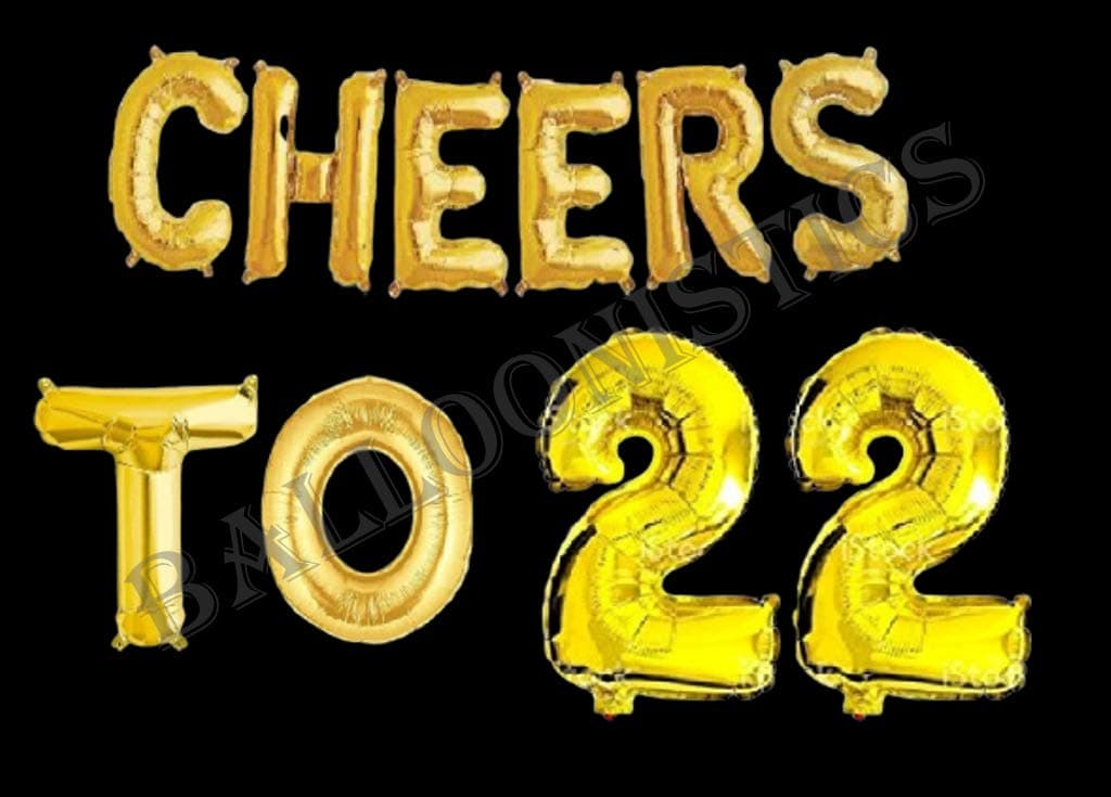 Balloonistics Cheers to Twenty Two Foil Balloon Combo – “Cheers to 22” & Number 22 Foil Balloon Set for 22nd Birthday & Anniversary Party Decorations thumbnail 2