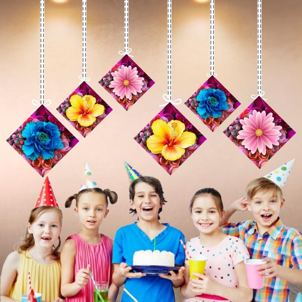 Balloonistics Floral Theme Happy Birthday Hanging Decorations - Double-Sided Cardstock Garden Party Swirls - Botanical Flower & Leaf Ceiling Decor for Girls, Women, & Spring Birthdays (Hangings - Pack of 12) thumbnail 4
