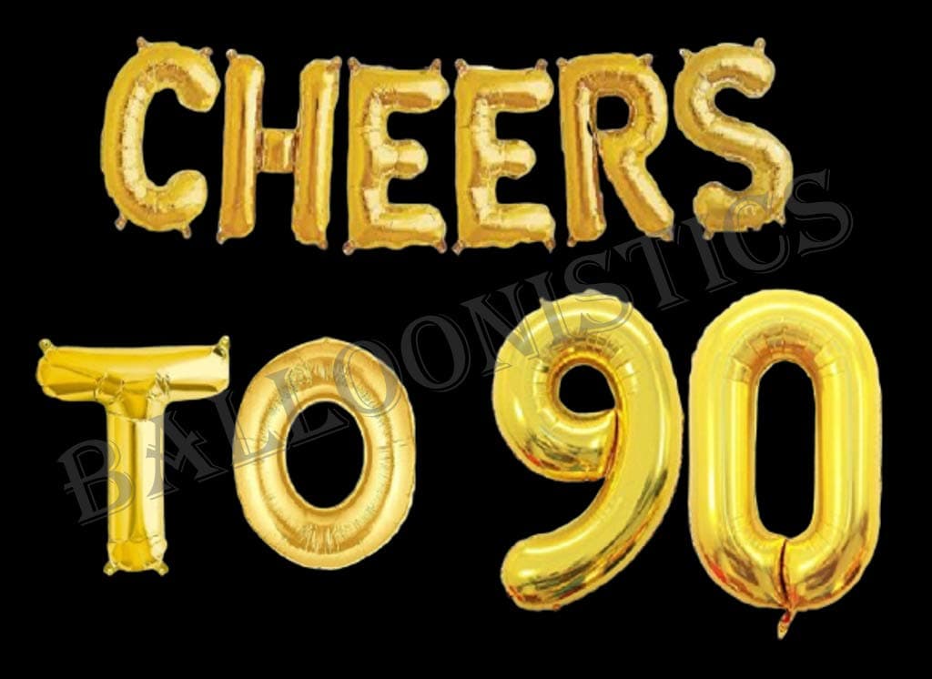 Balloonistics Cheers to Ninety Foil Balloon Combo Number 90 Foil balloon for Birthday and Anniversary thumbnail 2