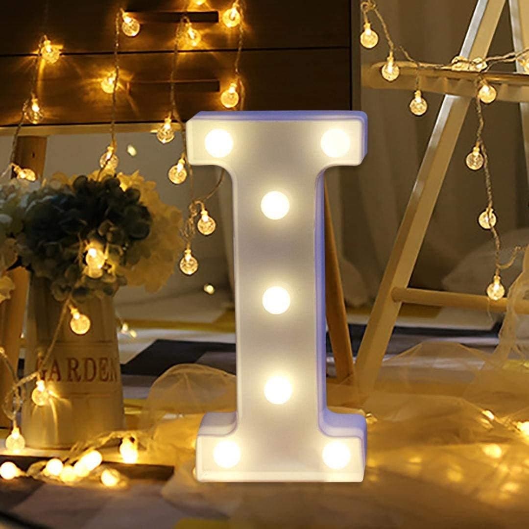 Balloonistics LED Marquee Letter 'I' Light | 9-Inch Warm White Glow | Cordless Battery-Operated Standing Alphabet Sign for Birthdays, Weddings, Nurseries & Personalised Home Décor thumbnail 1